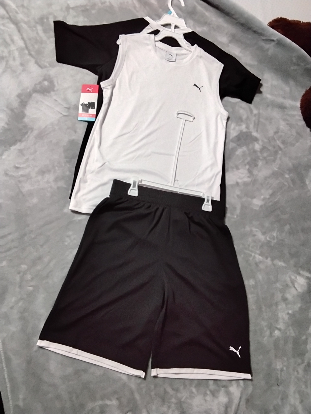 Puma Kids Black and White Athletic Tank & Shorts Set